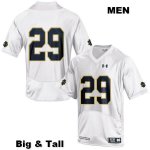 Notre Dame Fighting Irish Men's Ovie Oghoufo #29 White Under Armour No Name Authentic Stitched Big & Tall College NCAA Football Jersey EIK2599BL